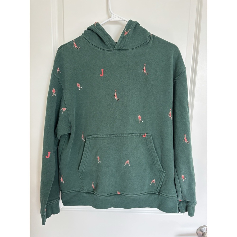 Jordan Essentials Holiday Jumpman AOP‎ Fleece Green Hoodie Men's Size Medium EUC
